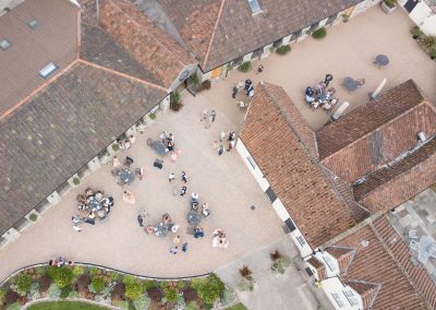 Aerial view of wedding at Aldwick Estate
